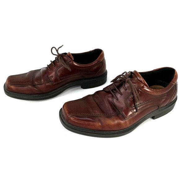 Ecco Mens 8-8.5 42 Dress Shoes Helsinki  Bike Toe Brown Leather Lace Up Casual main image 12